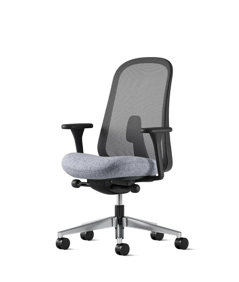 Siège de bureau Lino* Noir et aluminium poli