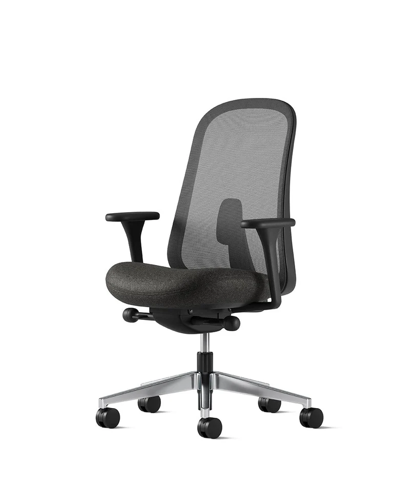 Siège de bureau Lino* Noir et aluminium poli