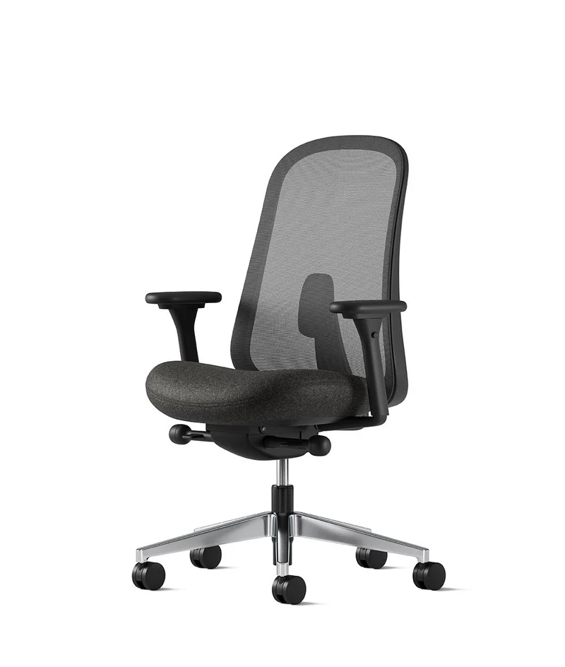 Siège de bureau Lino* Noir et aluminium poli