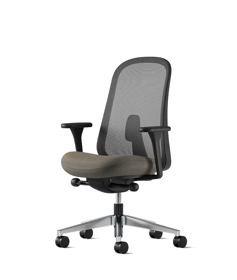 Siège de bureau Lino* Noir et aluminium poli