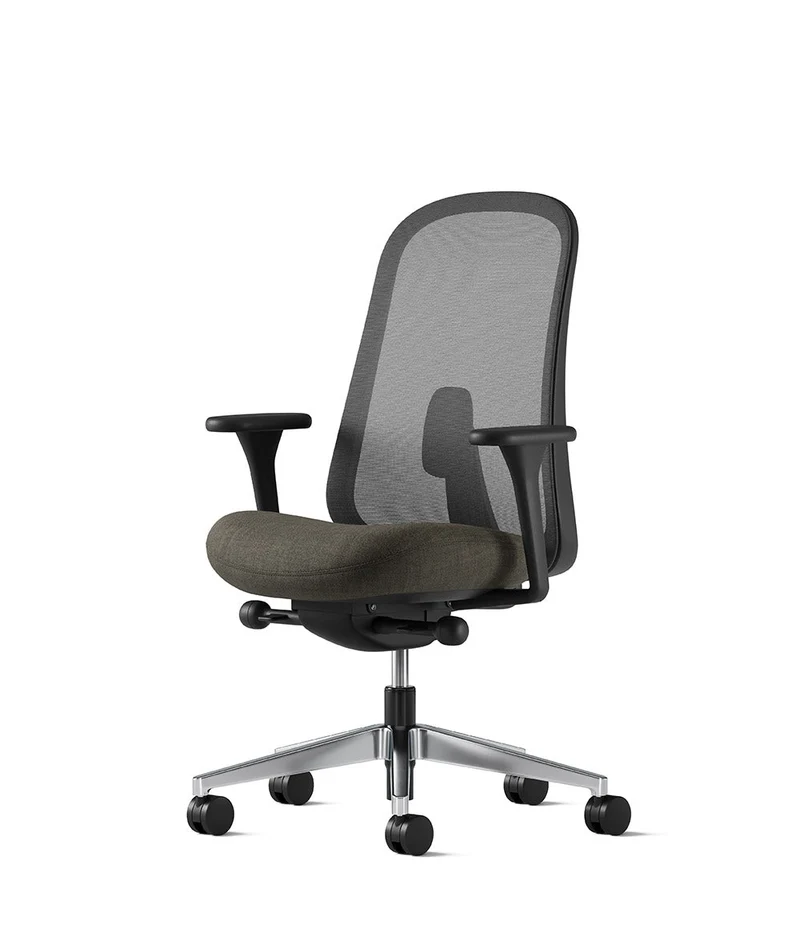 Siège de bureau Lino* Noir et aluminium poli