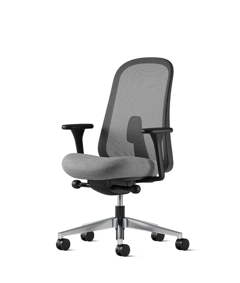 Siège de bureau Lino* Noir et aluminium poli