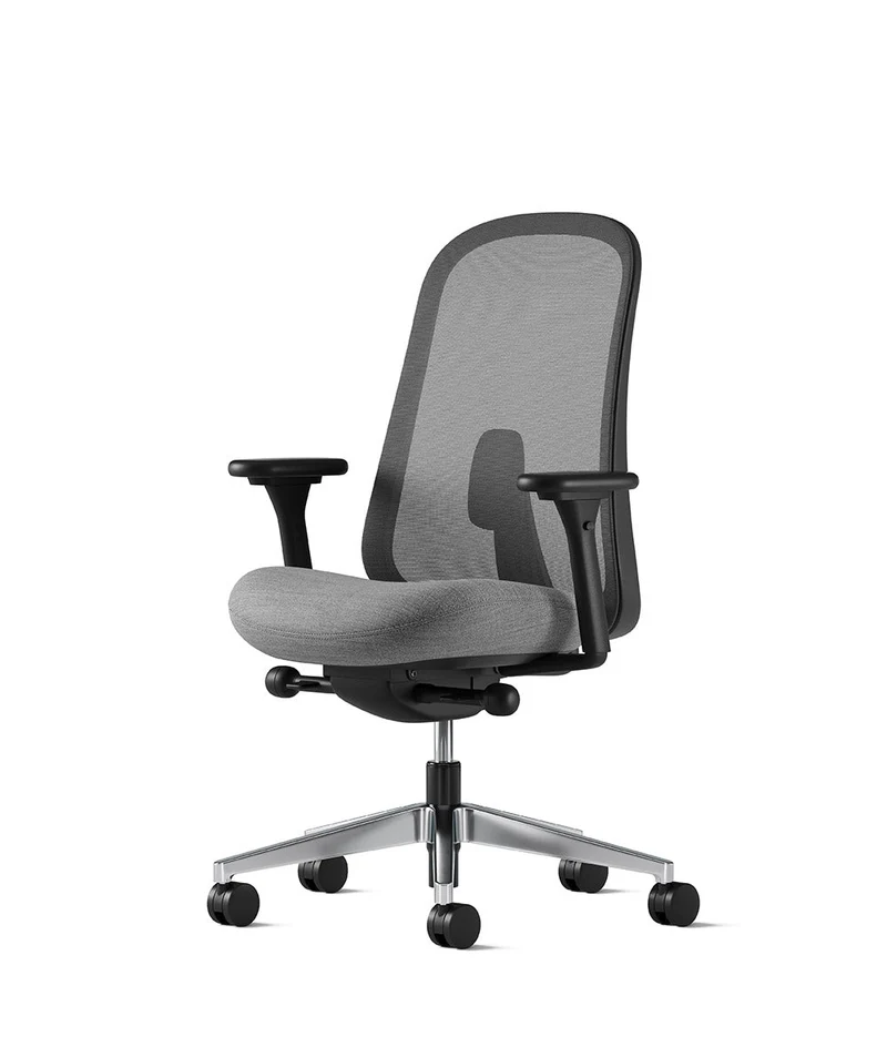 Siège de bureau Lino* Noir et aluminium poli
