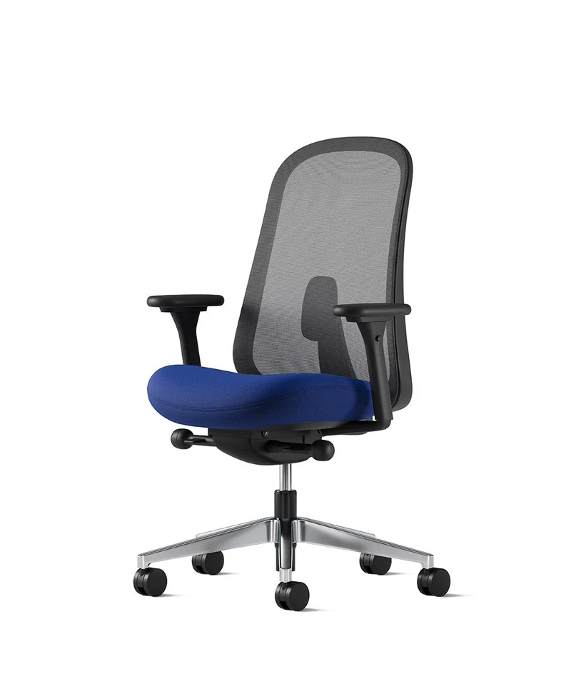 Siège de bureau Lino* Noir et aluminium poli