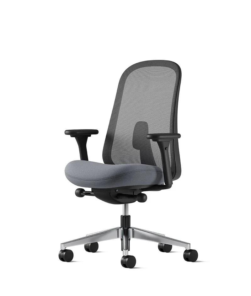 Siège de bureau Lino* Noir et aluminium poli