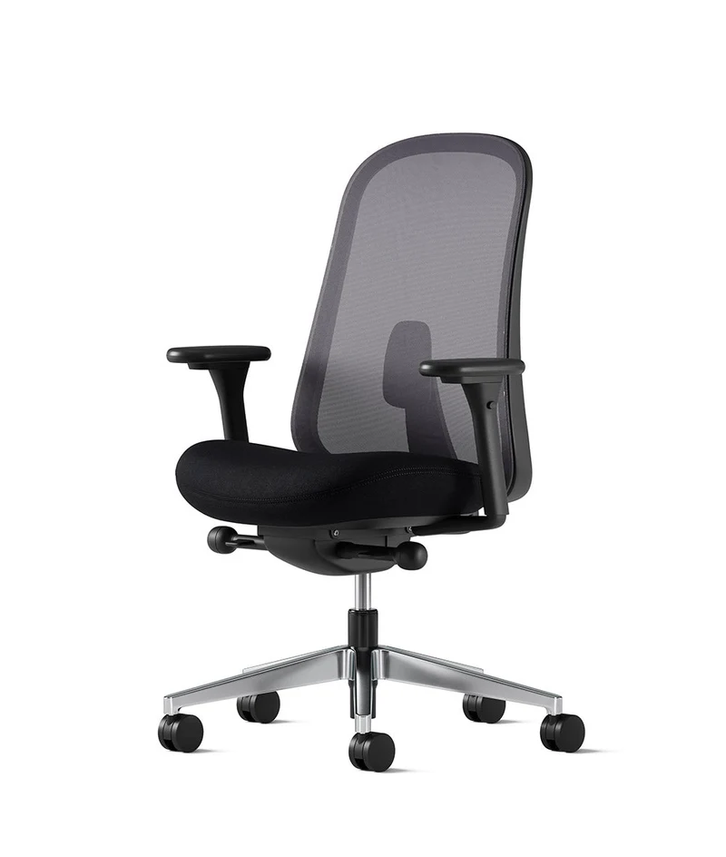 Siège de bureau Lino* Noir et aluminium poli