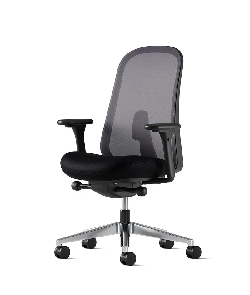 Siège de bureau Lino* Noir et aluminium poli