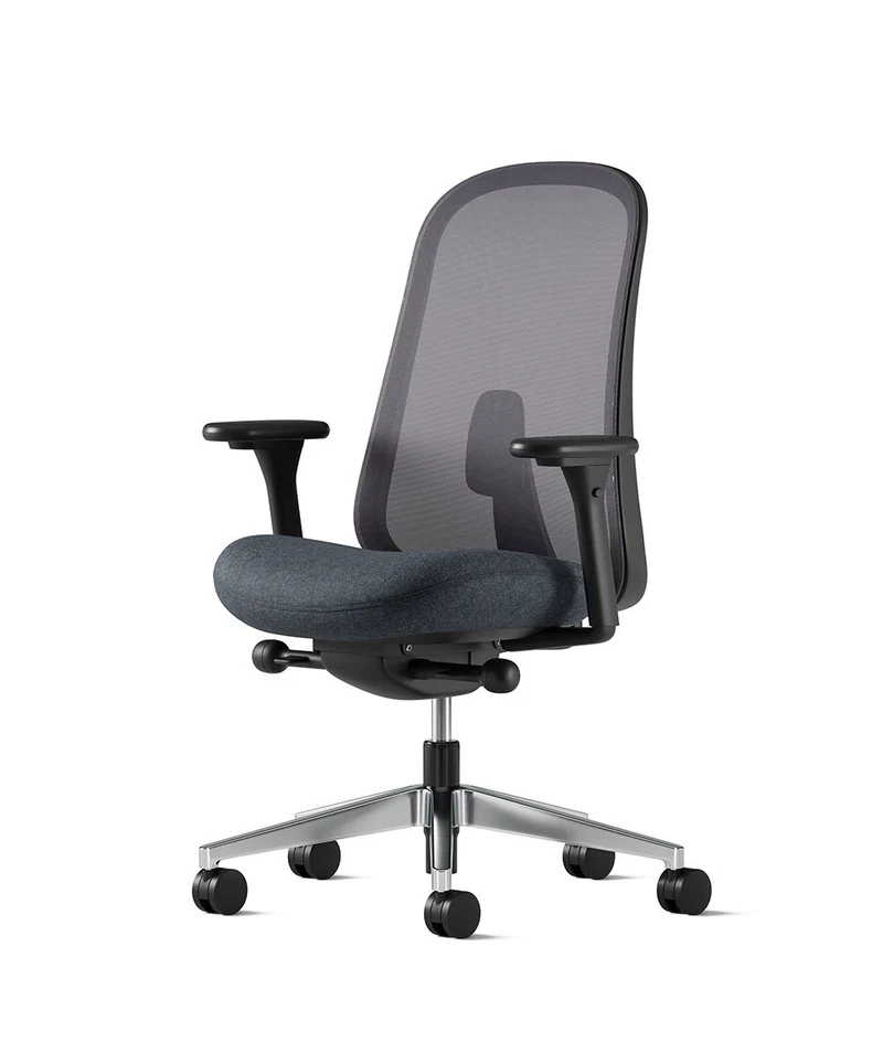 Siège de bureau Lino* Noir et aluminium poli