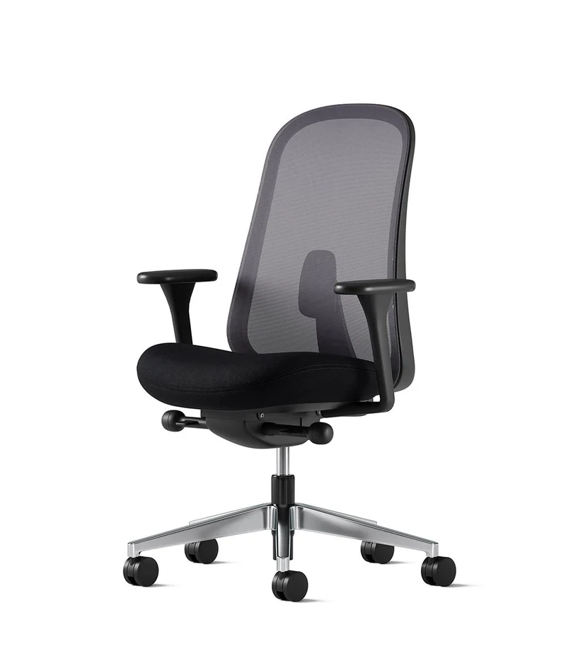 Siège de bureau Lino* Noir et aluminium poli