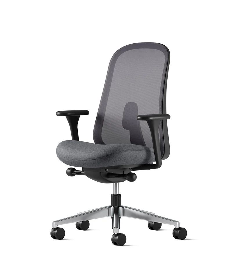 Siège de bureau Lino* Noir et aluminium poli