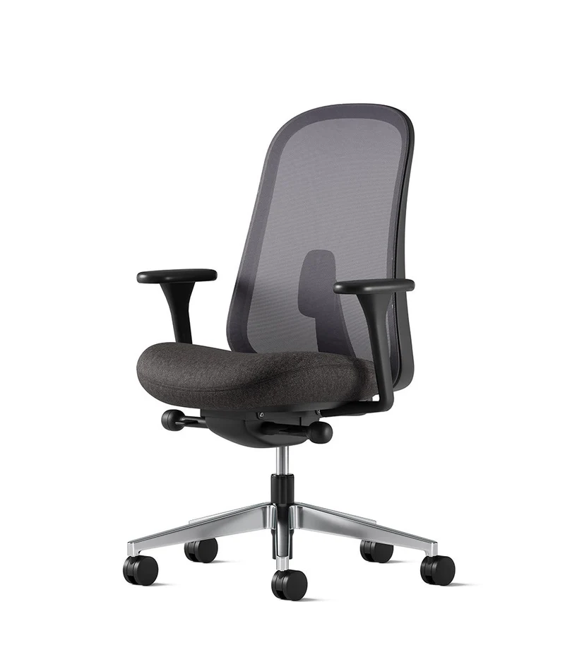 Siège de bureau Lino* Noir et aluminium poli