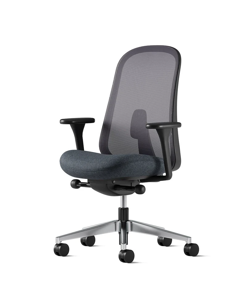 Siège de bureau Lino* Noir et aluminium poli