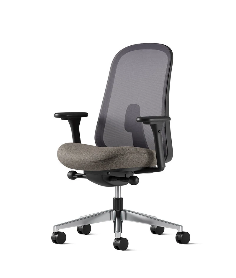 Siège de bureau Lino* Noir et aluminium poli