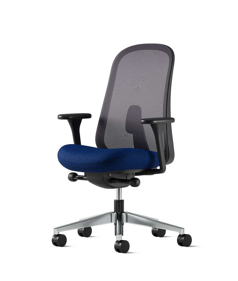 Siège de bureau Lino* Noir et aluminium poli