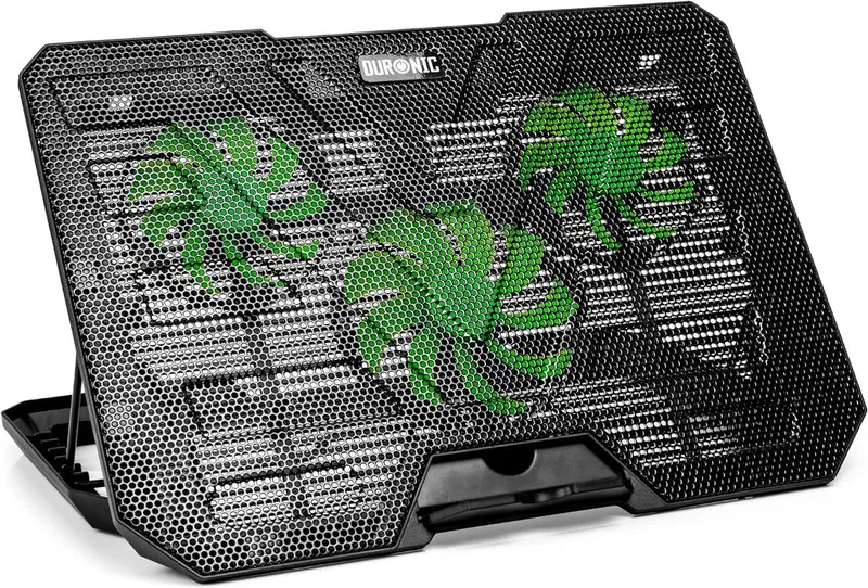 Duronic LC3 Refroidisseur Ordinateur Portable | 3 Ventilateurs | Tapis Refroidisseur pour Laptop Contre la surchauffe des appareils | 2 Ports USB | Hauteur Ajustable | Contrôle de la température