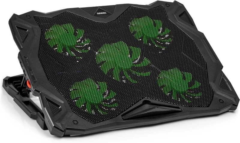Duronic LC1 Refroidisseur Ordinateur Portable | 5 Ventilateurs | Tapis Refroidisseur pour Laptop Contre la surchauffe des appareils | 2 Ports USB | 6 hauteurs Ajustables | Contrôle de la température