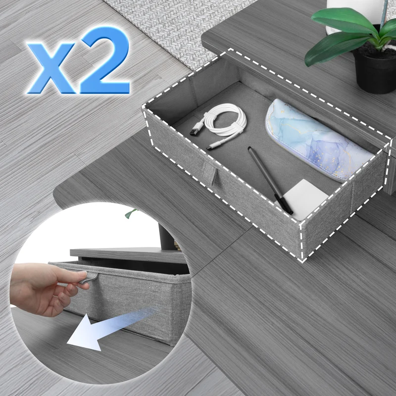 Duronic DD3 GY Planche de 120 cm avec 2 Tiroirs pour Bureau | Compatible avec Plateaux TT120 TT140 TT160 de Duronic | Structure réglable en Hauteur Vendue séparément TM51 ou TM61 | Gris | MDF