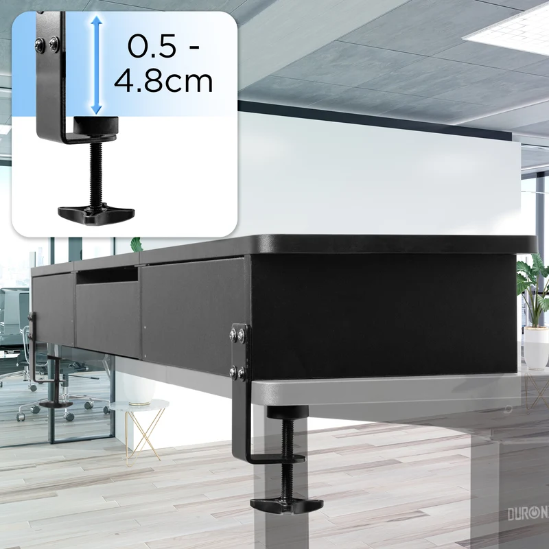 Duronic DD3 BK Planche de 120 cm avec 2 Tiroirs pour Bureau | Compatible avec Plateaux TT120 TT140 TT160 de Duronic | Structure réglable en Hauteur Vendue séparément TM51 ou TM61 | Noir | MDF