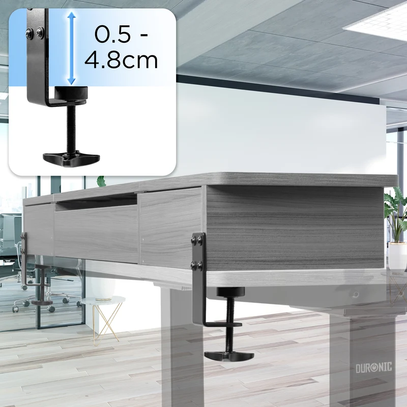 Duronic DD2 GY Planche de 120 cm avec 2 Tiroirs pour Bureau | Compatible avec Plateaux TT120 TT140 TT160 de Duronic | Structure réglable en Hauteur Vendue séparément TM51 ou TM61 | Gris | MDF