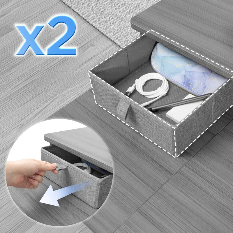 Duronic DD2 GY Planche de 120 cm avec 2 Tiroirs pour Bureau | Compatible avec Plateaux TT120 TT140 TT160 de Duronic | Structure réglable en Hauteur Vendue séparément TM51 ou TM61 | Gris | MDF