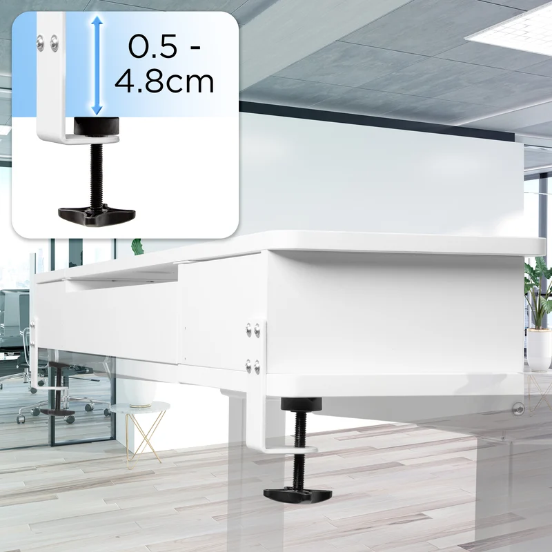 Duronic DD2 WE Planche de 120 cm avec 2 Tiroirs pour Bureau | Compatible avec Plateaux TT120 TT140 TT160 de Duronic | Structure réglable en Hauteur Vendue séparément TM51 ou TM61 | Blanc | MDF
