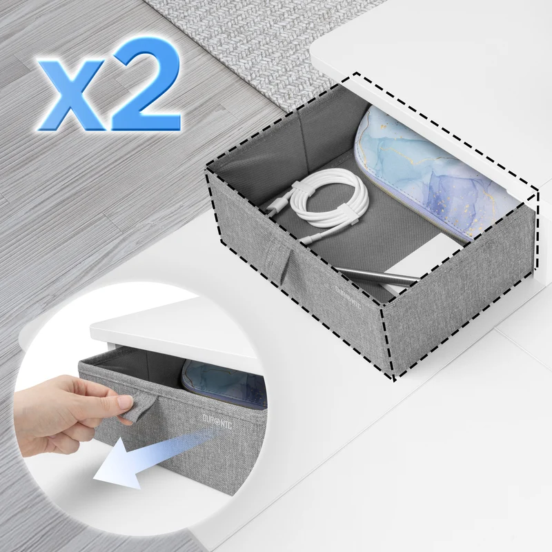Duronic DD2 WE Planche de 120 cm avec 2 Tiroirs pour Bureau | Compatible avec Plateaux TT120 TT140 TT160 de Duronic | Structure réglable en Hauteur Vendue séparément TM51 ou TM61 | Blanc | MDF