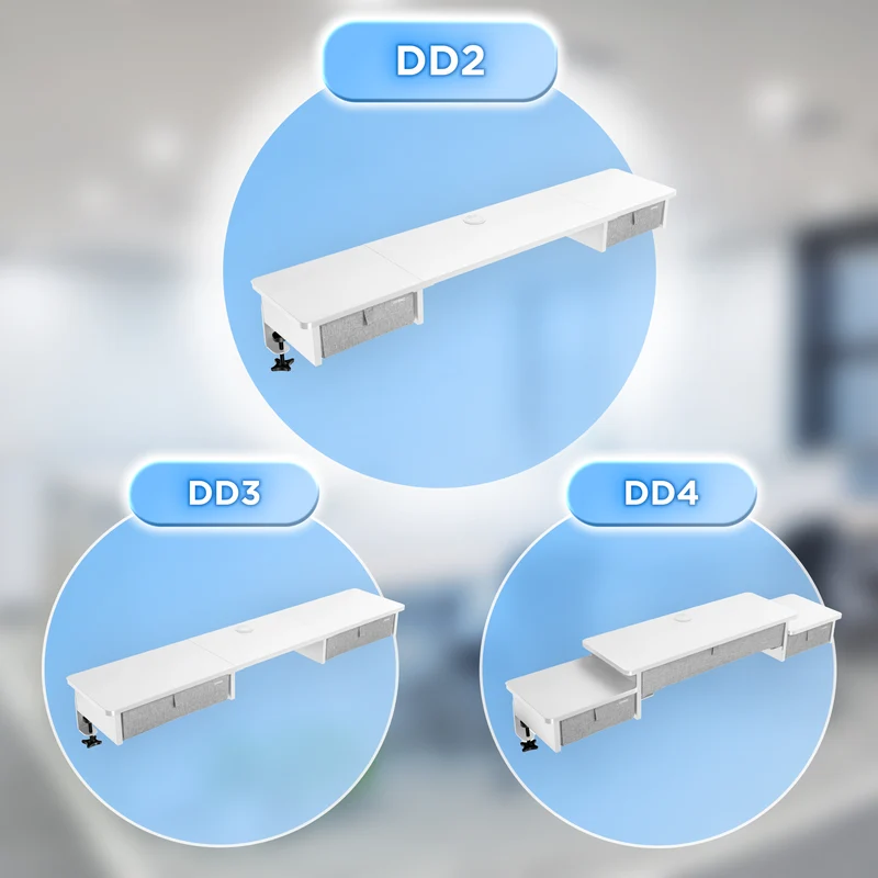 Duronic DD2 WE Planche de 120 cm avec 2 Tiroirs pour Bureau | Compatible avec Plateaux TT120 TT140 TT160 de Duronic | Structure réglable en Hauteur Vendue séparément TM51 ou TM61 | Blanc | MDF