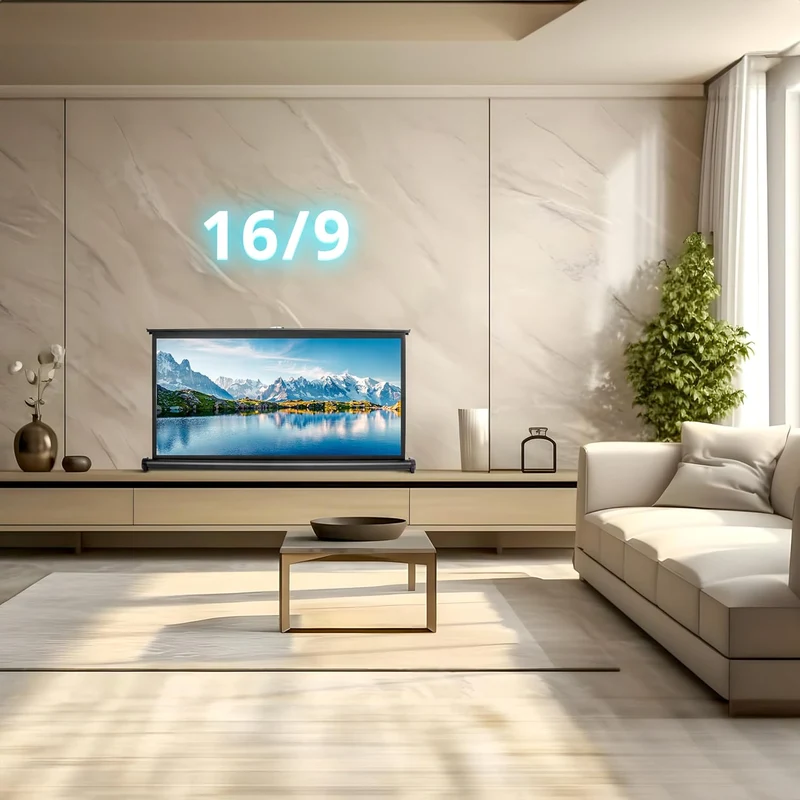 Duronic DPS50 16/9 Ecran de Projection TV Home Cinema pour Bureau de 50 Pouces 127 cm | 111 x 62 cm | Toile pour vidéoprojecteur | Solution Alternative au Trépied | Gain +1 idéal pour 3D 8K 4K 1080P