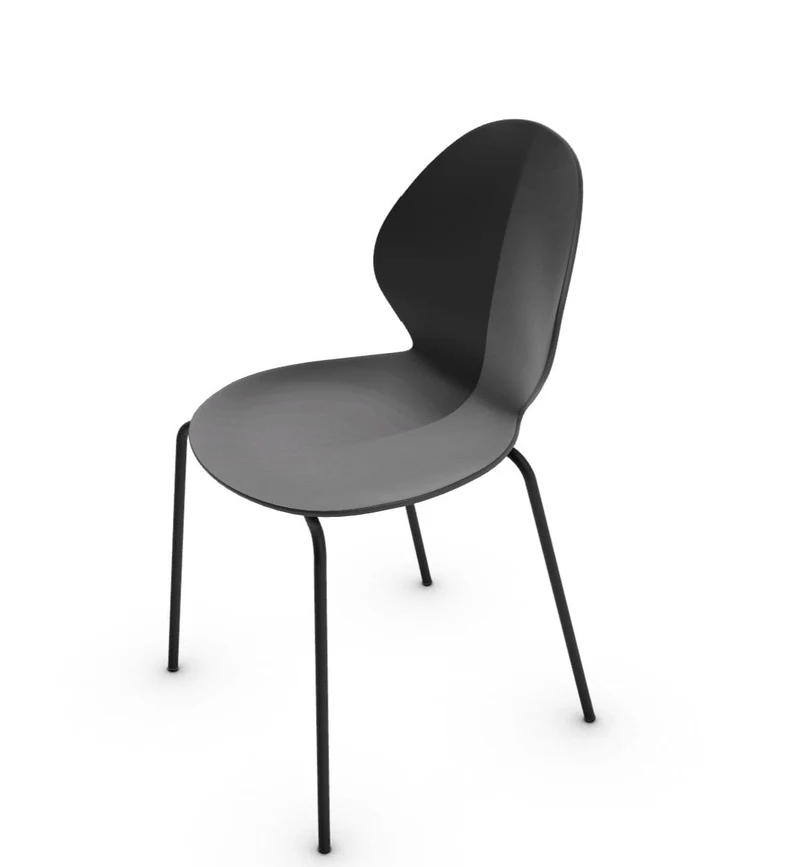 Chaise Calligaris - Basil (Gris Opaque, Pieds en métal) CS1359