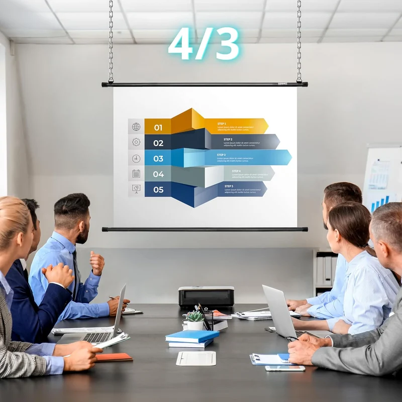 Duronic BPS50 16/9 Ecran de Projection TV et Home Cinema de 50 Pouces 127 cm | 111 x 62 cm | Fixation par Crochets | Barres lestées | Toile pour vidéoprojecteur | Gain +1 idéal pour 3D 8K 4K 1080P