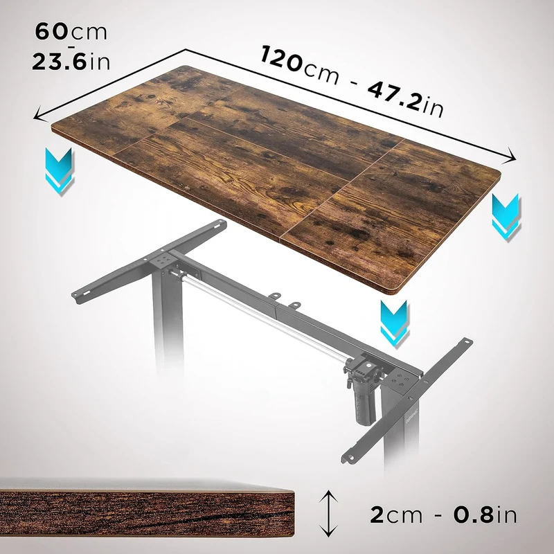 Duronic TT120 AO Plateau pour Bureau Assis Debout de 120 x 60 x 2 cm | Compatible avec la plupart des Structures Assis Debout | Idéal pour Poste de travail à domicile ou bureau