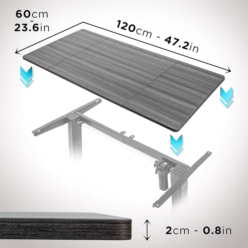 Duronic TT120 GY Plateau pour Bureau Assis Debout de 120 x 60 x 2 cm | Compatible avec la plupart des Structures Assis Debout | Idéal pour Poste de travail à domicile ou bureau