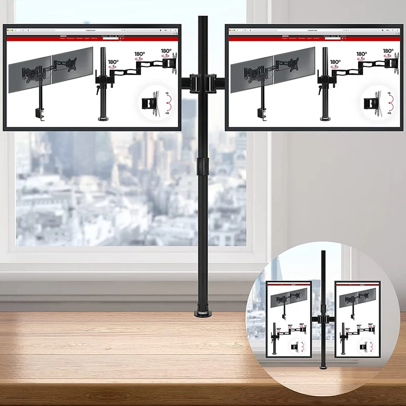 Duronic DMT254 Bras pour 4 Moniteurs d'Ordinateur | Support d'écrans PC articulé pour Bureau avec Potence de 100 cm | VESA 75 100 | Hauteur Ajustable | Rotatif Inclinable Pivotant