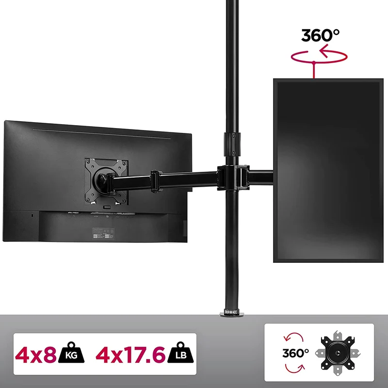 Duronic DMT254 Bras pour 4 Moniteurs d'Ordinateur | Support d'écrans PC articulé pour Bureau avec Potence de 100 cm | VESA 75 100 | Hauteur Ajustable | Rotatif Inclinable Pivotant