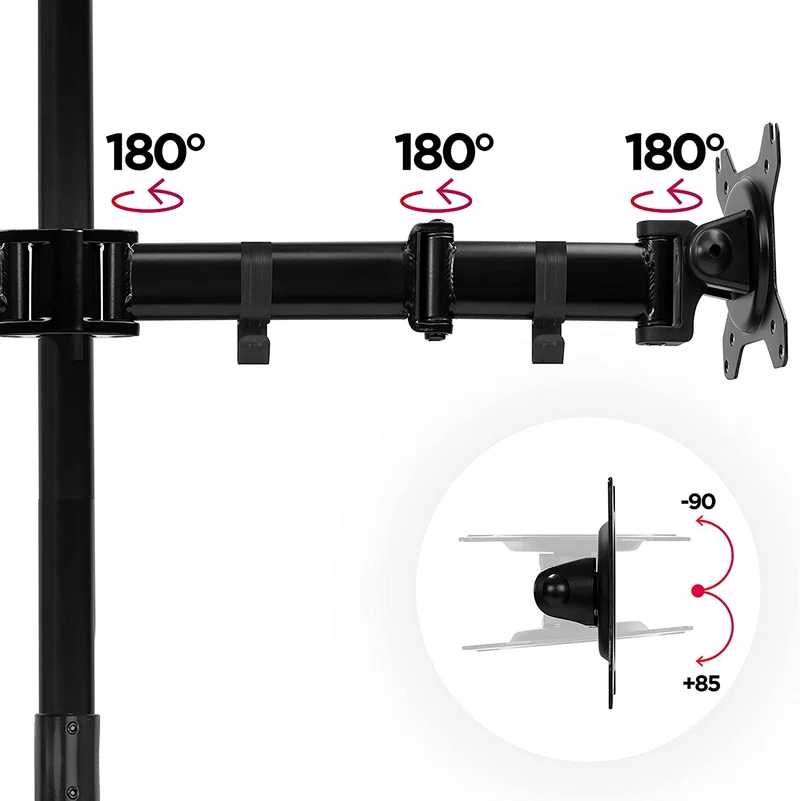 Duronic DMT254 Bras pour 4 Moniteurs d'Ordinateur | Support d'écrans PC articulé pour Bureau avec Potence de 100 cm | VESA 75 100 | Hauteur Ajustable | Rotatif Inclinable Pivotant
