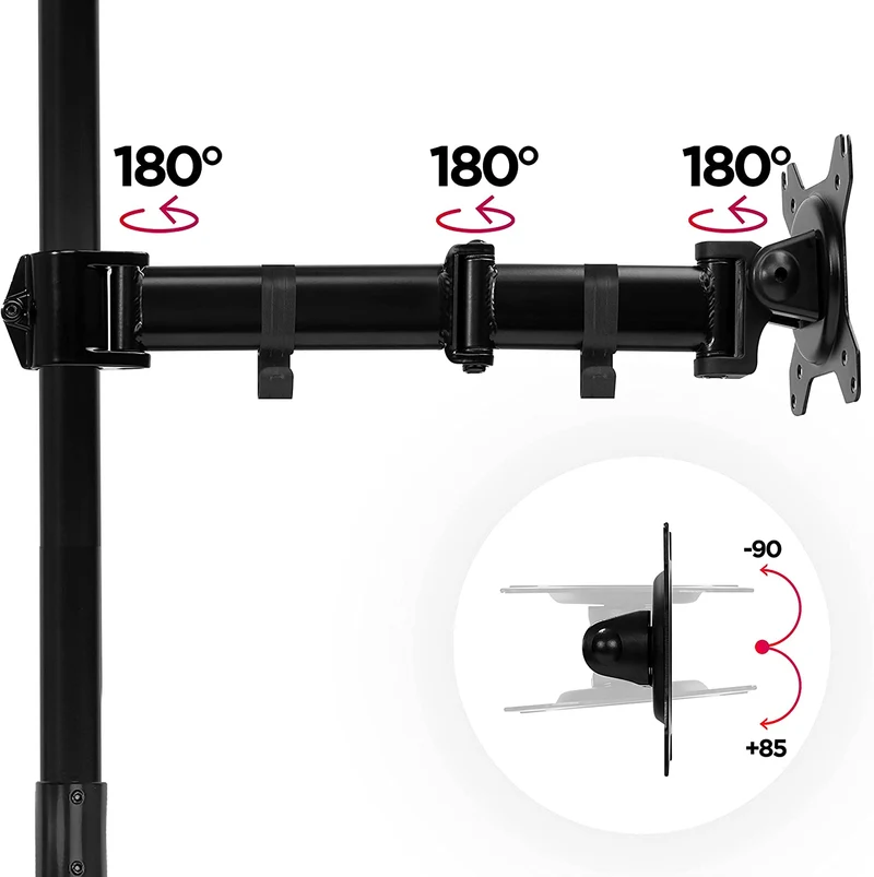 Duronic DMT252VX2 Bras pour Moniteurs d'Ordinateur | Support d'écrans PC double pour Bureau avec Potence de 100 cm | VESA 75 100 | Hauteur Ajustable | Rotatif Inclinable Pivotant avec 2 Extensions