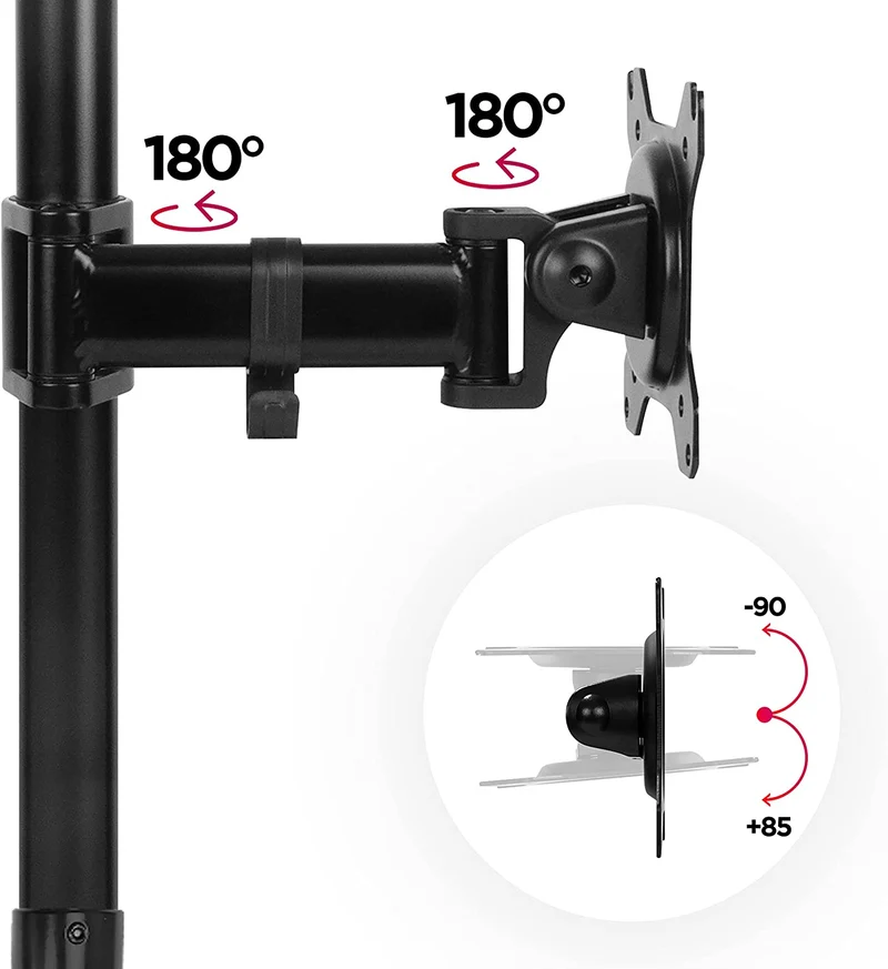 Duronic DMT252VX1 Bras pour Moniteurs d'Ordinateur | Support d'écrans PC double pour Bureau avec Potence de 100 cm | VESA 75 100 | Hauteur Ajustable | Rotatif Inclinable Pivotant avec Extension