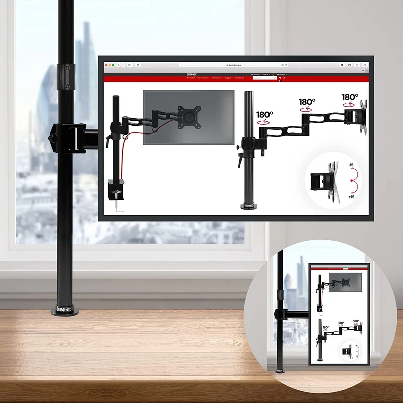 Duronic DMT251X3 Bras pour Moniteur d'Ordinateur | Support d'écran PC pour Bureau avec Potence de 100 cm | VESA 75 100 | Hauteur Ajustable | Rotatif Inclinable Pivotant avec 2 Extensions