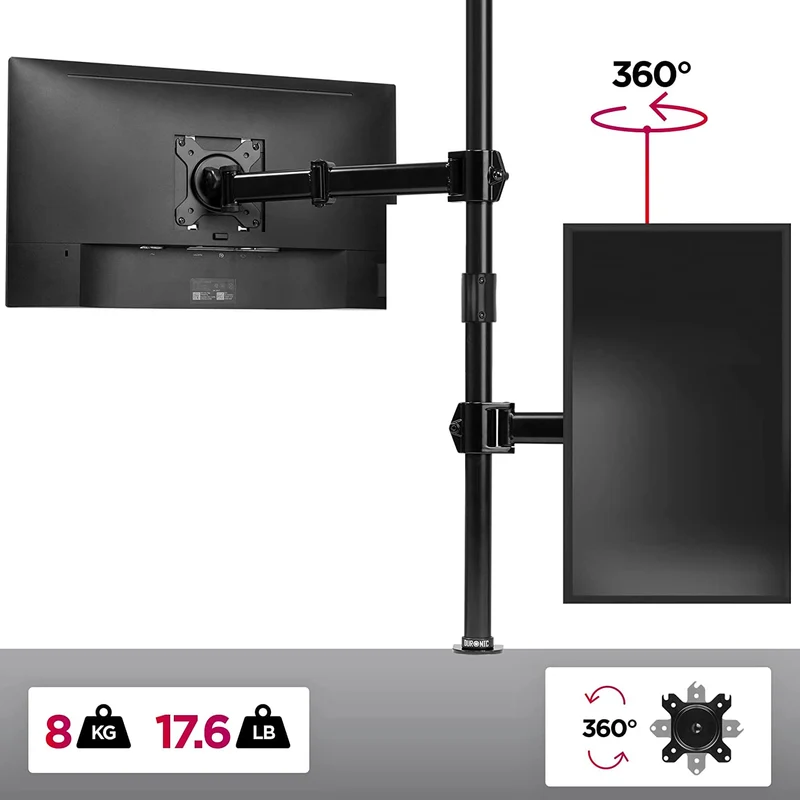 Duronic DMT251X3 Bras pour Moniteur d'Ordinateur | Support d'écran PC pour Bureau avec Potence de 100 cm | VESA 75 100 | Hauteur Ajustable | Rotatif Inclinable Pivotant avec 2 Extensions