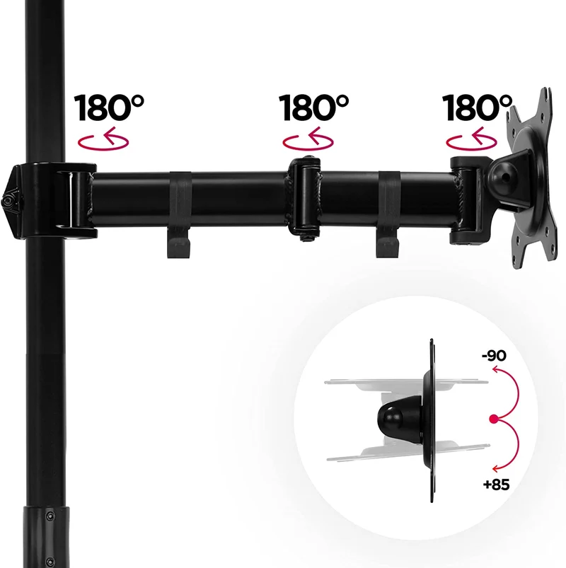 Duronic DMT251X3 Bras pour Moniteur d'Ordinateur | Support d'écran PC pour Bureau avec Potence de 100 cm | VESA 75 100 | Hauteur Ajustable | Rotatif Inclinable Pivotant avec 2 Extensions