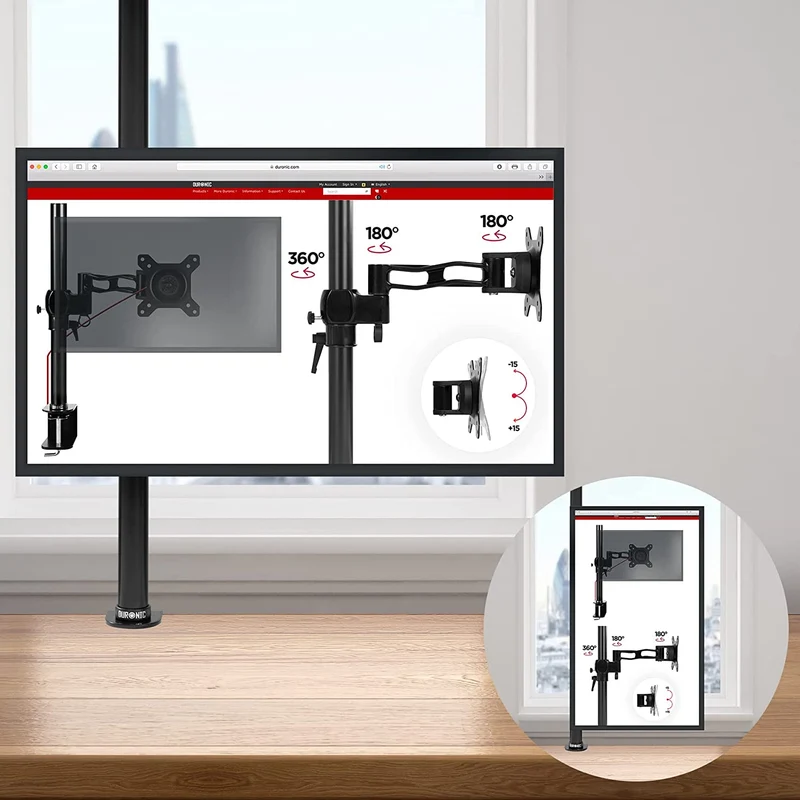 Duronic DMT251X2 Bras pour Moniteur d'Ordinateur | Support d'écran PC pour Bureau avec Potence de 100 cm | VESA 75 100 | Hauteur Ajustable | Rotatif Inclinable Pivotant avec Extension