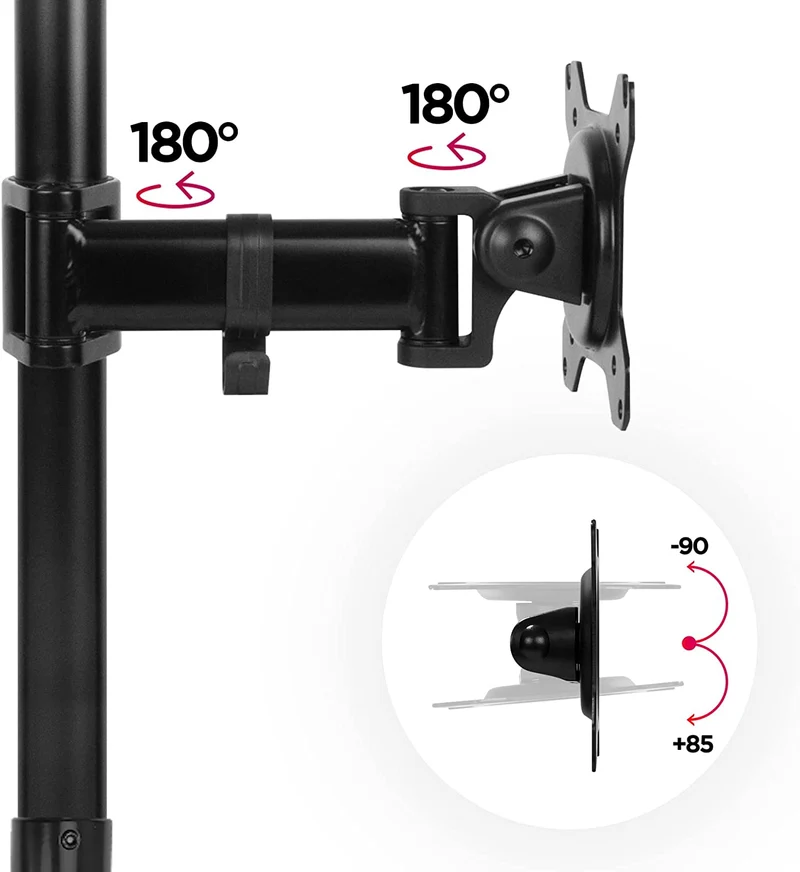 Duronic DMT251X2 Bras pour Moniteur d'Ordinateur | Support d'écran PC pour Bureau avec Potence de 100 cm | VESA 75 100 | Hauteur Ajustable | Rotatif Inclinable Pivotant avec Extension