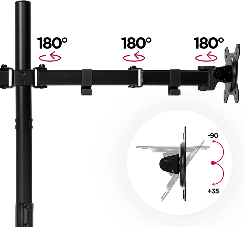 Duronic DMT154 Bras pour 4 Moniteurs d'Ordinateur | Support d'écrans PC articulé pour Bureau avec Potence de 100 cm | VESA 75 100 | Hauteur Ajustable | Rotatif Inclinable Pivotant