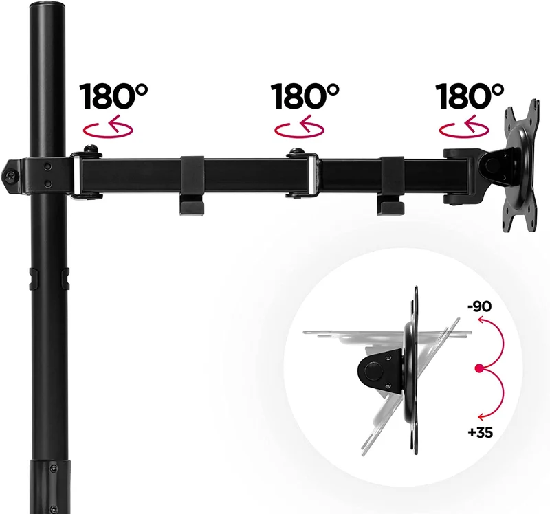 Duronic DMT152VX2 Bras pour Moniteurs d'Ordinateur | Support d'écrans PC double pour Bureau avec Potence de 100 cm | VESA 75 100 | Hauteur Ajustable | Rotatif Inclinable Pivotant avec 2 Extensions