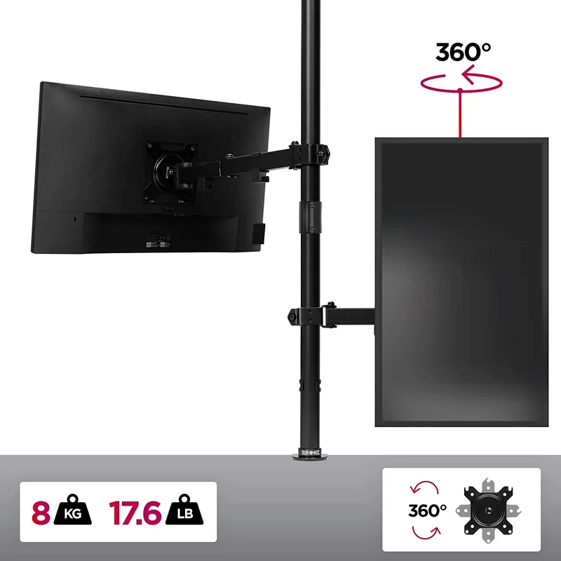 Duronic DMT151X3 Bras pour Moniteur d'Ordinateur | Support d'écran PC articulé pour Bureau avec Potence de 100 cm | VESA 75 100 | Hauteur Ajustable | Rotatif Inclinable Pivotant avec 2 Extensions