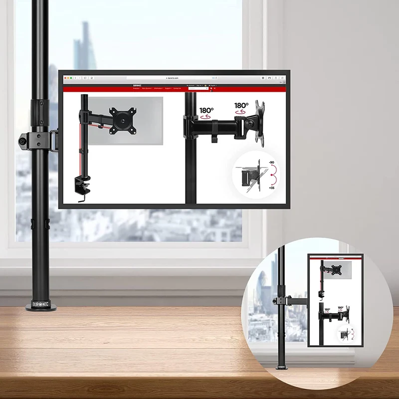 Duronic DMT151X2 Bras pour Moniteur d'Ordinateur | Support d'écran PC articulé pour Bureau avec Potence de 100 cm | VESA 75 100 | Hauteur Ajustable | Rotatif Inclinable Pivotant avec Extension