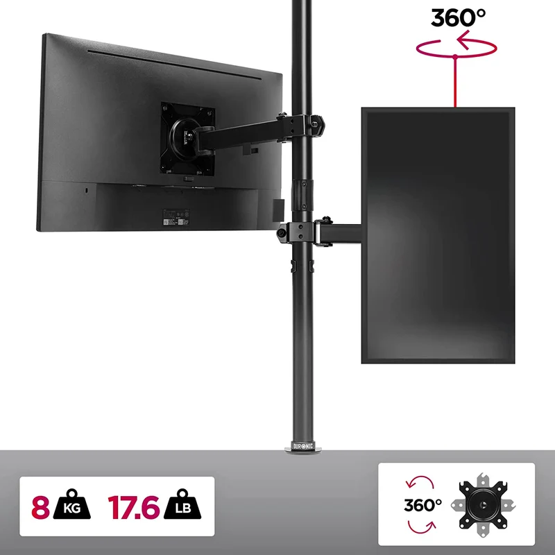 Duronic DMT151X2 Bras pour Moniteur d'Ordinateur | Support d'écran PC articulé pour Bureau avec Potence de 100 cm | VESA 75 100 | Hauteur Ajustable | Rotatif Inclinable Pivotant avec Extension