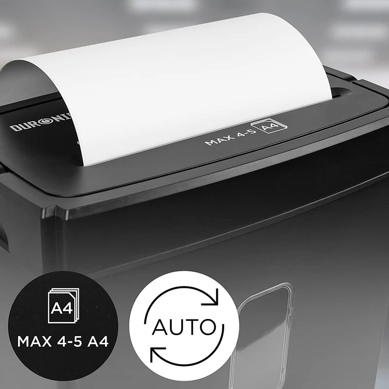 Duronic PS657 Destructeur de Documents 170W pour 5 Feuilles de Papier A4 | Coupe croisée | Réservoir de 15 L | Retour en arrière | Anti bourrage de Papier | En conformité avec le RGPD