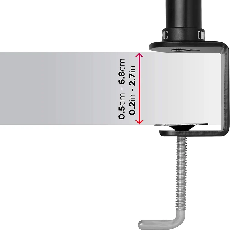 Duronic DM15V2 Bras pour 2 moniteurs d’ordinateur | Support double d’écran PC articulé ergonomique de bureau | VESA 75 100 | Hauteur Ajustable | Rotatif Inclinable Pivotant | Compatibilité universelle