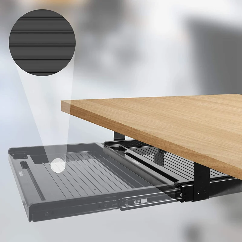 Duronic DKTSX2 Support Coulissant pour Clavier et Souris, Documents, Ordinateur Portable, Tablette – Tiroir sous la Table – Solution Ergonomique pour Le Bureau – Fixation avec des Pinces en Acier
